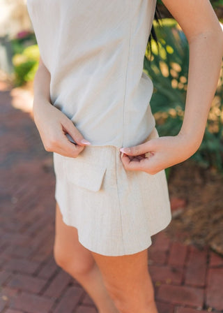 Beige Twisted Shoulder Sleeveless Top | Select Trends Boutique