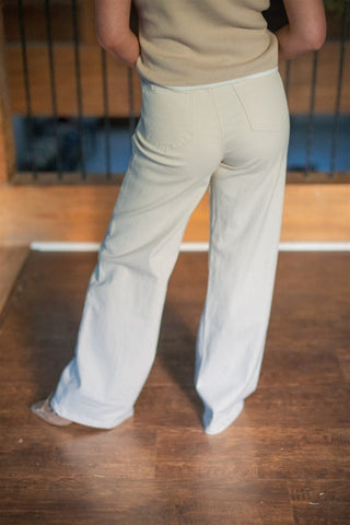 Beige Wide Leg Stretch Pants - Select Trends Boutique