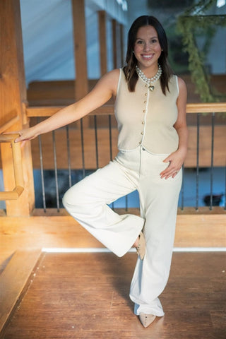 Beige Wide Leg Stretch Pants - Select Trends Boutique