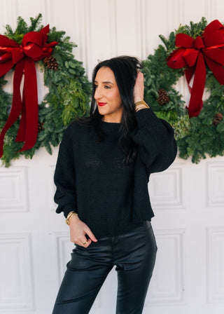 Black Balloon Sleeve Sweater | Select Trends Boutique