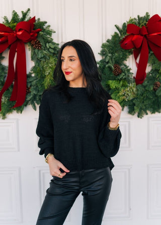 Black Balloon Sleeve Sweater | Select Trends Boutique