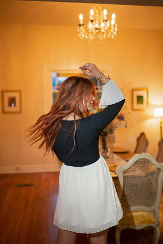 Black Bell Sleeve Mini Dress