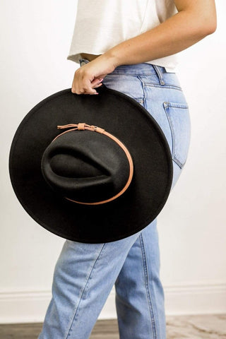 Black Belted Panama Hat | Select Trends Boutique