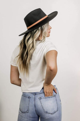Black Belted Panama Hat | Select Trends Boutique
