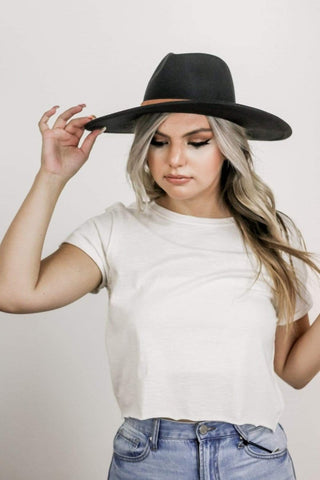 Black Belted Panama Hat | Select Trends Boutique
