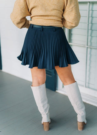 Black Belted Pleated Mini Skort | Select Trends Boutique