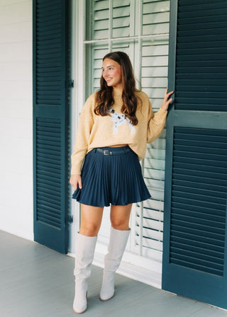 Black Belted Pleated Mini Skort | Select Trends Boutique