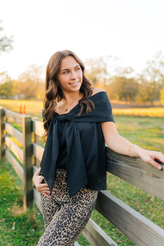 Black Bow Off The Shoulder Top - Select Trends Boutique