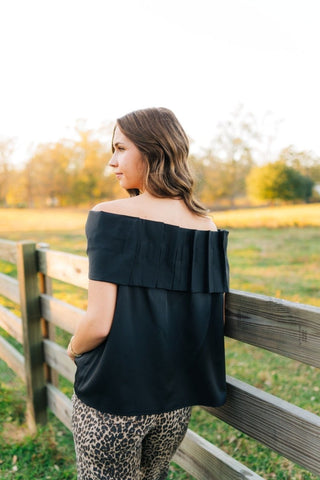 Black Bow Off The Shoulder Top - Select Trends Boutique
