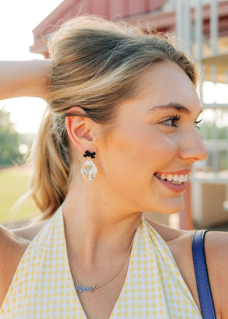 Black Bow Tiger Dangle Earrings | Select Trends Boutique