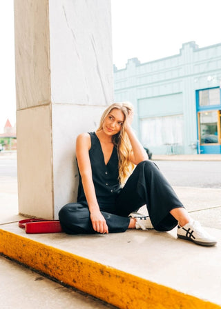 Black Button Down Pant Set | Select Trends Boutique