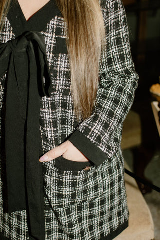 Black Button Up Tweed Dress