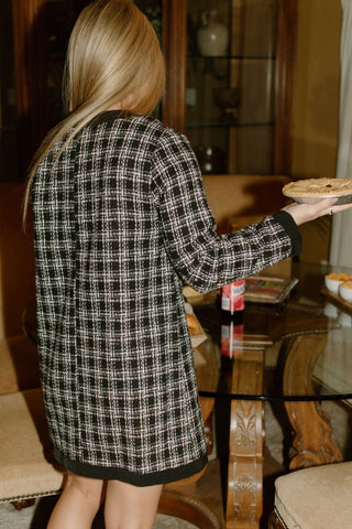Black Button Up Tweed Dress - Select Trends Boutique