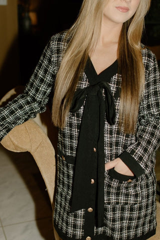 Black Button Up Tweed Dress - Select Trends Boutique