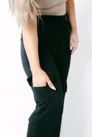 Black Cargo Drawstring Pants - Select Trends Boutique