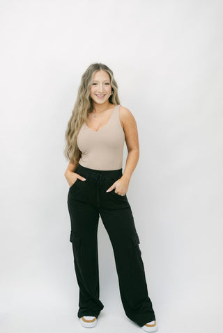Black Cargo Drawstring Pants - Select Trends Boutique