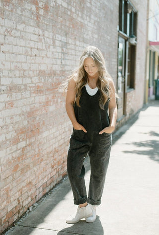 Black Denim Overall Jumpsuit | Select Trends Boutique