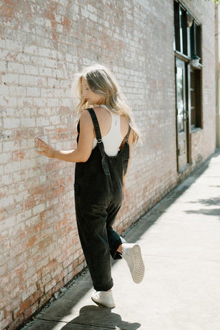 Black Denim Overall Jumpsuit | Select Trends Boutique
