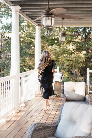 Black Embroidered V - Neck Midi Dress | Select Trends Boutique