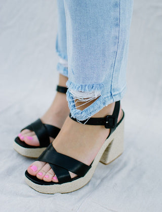 Black Espadrille Platform Heels