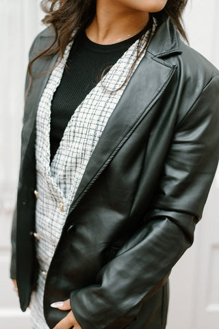 Black Faux Leather Blazer | Select Trends Boutique