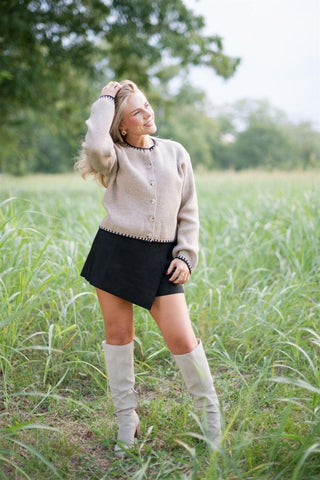 Black Faux Wrap Suede Skort | Select Trends Boutique