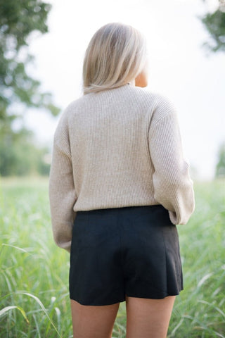 Black Faux Wrap Suede Skort | Select Trends Boutique