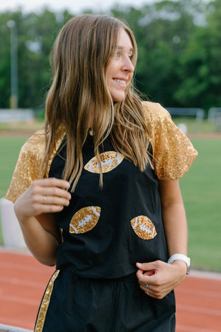 Black Football Patch Set Top - Select Trends Boutique