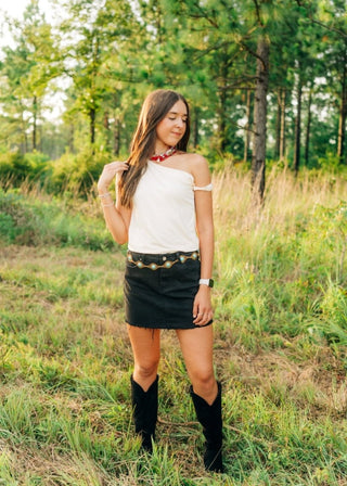 Black Frayed Hem Mini Skirt | Select Trends Boutique