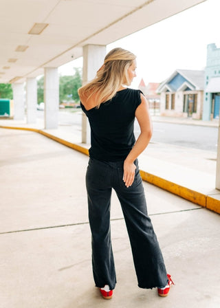 Black Frayed Straight Leg Jeans | Select Trends Boutique