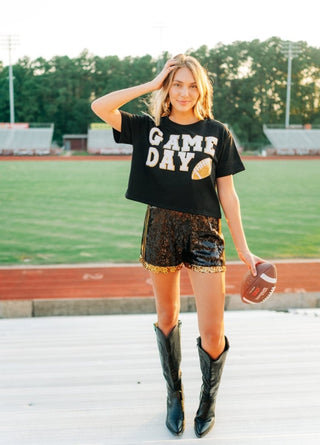 Black Gameday Football Patch Top | Select Trends Boutique