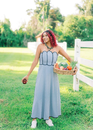 Black Gingham Scallop Halter Maxi Dress | Select Trends Boutique