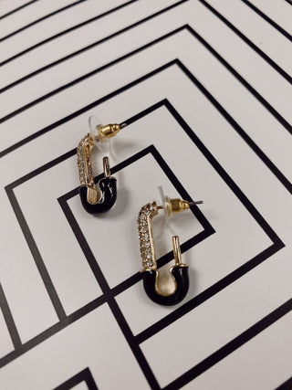 Black Glitz Safety Pin Earrings | Select Trends Boutique