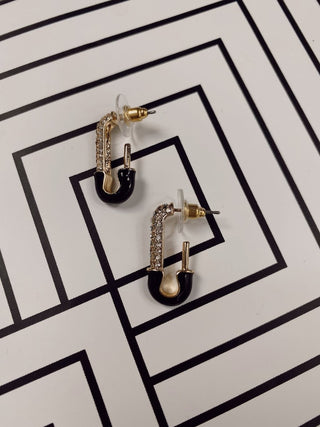 Black Glitz Safety Pin Earrings | Select Trends Boutique