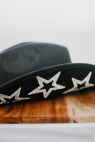 Black Glitz Star Cowgirl Hat | Select Trends Boutique