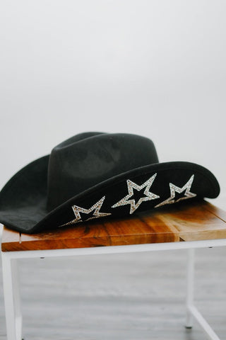 Black Glitz Star Cowgirl Hat | Select Trends Boutique