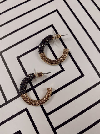 Black Glitz Textured Mini Hoops | Select Trends Boutique