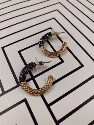 Black Glitz Textured Mini Hoops | Select Trends Boutique