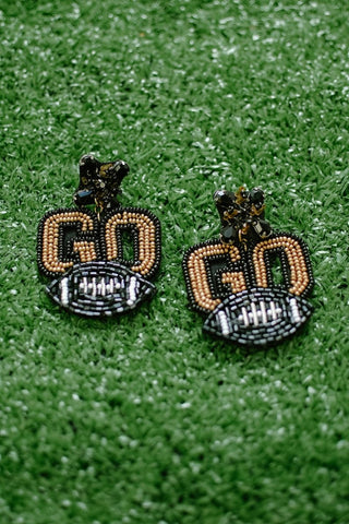 Black & Gold "GO" Beaded Drops from Select Trends Boutique