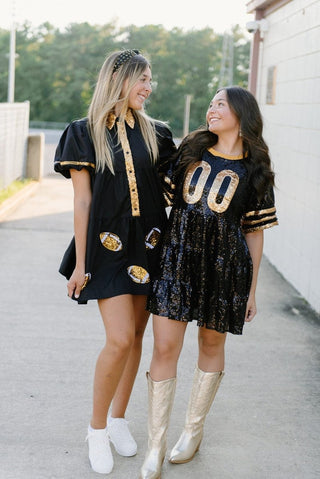 Black & Gold Jersey Sequin Dress from Select Trends Boutique