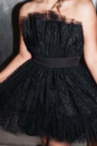Black Heart Detail Tulle Dress