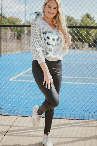Black High Waisted Leather Leggings - Select Trends Boutique