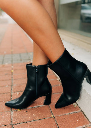 Black Leather Block Heel Booties - Select Trends Boutique