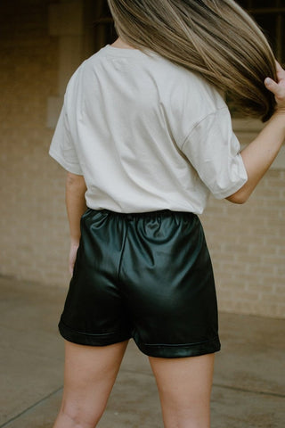 Black Leather High Waist Shorts | Select Trends Boutique