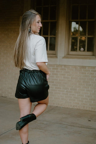 Black Leather High Waist Shorts | Select Trends Boutique
