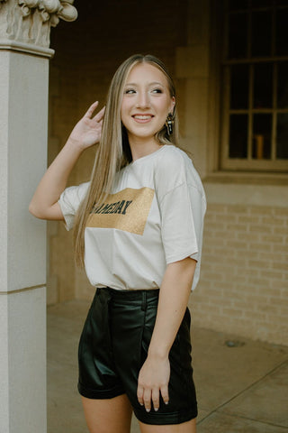 Black Leather High Waist Shorts