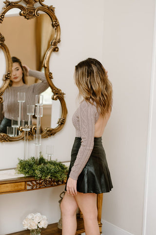Black Leather Mini Tennis Skirt