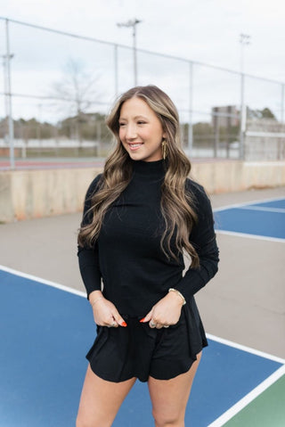 Black Long Sleeve Mock Neck Sweater | Select Trends Boutique