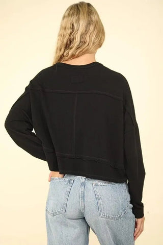 Black Long Sleeve Pocket Top - Select Trends Boutique