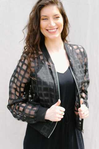 Black Mesh Checkered Jacket | Select Trends Boutique